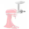 Hvit KitchenAid 5KSMFGCA kjøttkvern med påfyllingsbrett og mønsterskiver for småkaker