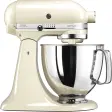 KitchenAid Artisan KSM125 kjøkkenmaskin i cremefarge med blank stålbolle og flatvisp