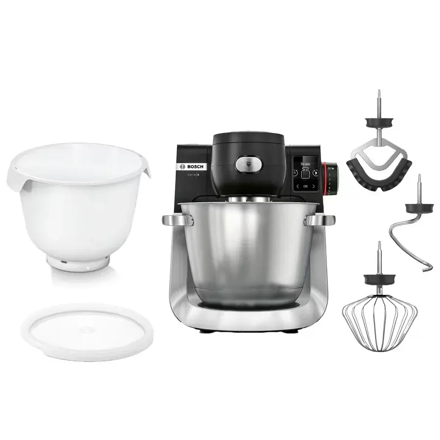 Bosch MUMS6ZS18 kjøkkenmaskin i sort og stål med 5,5-liters bolle og berøringsskjerm