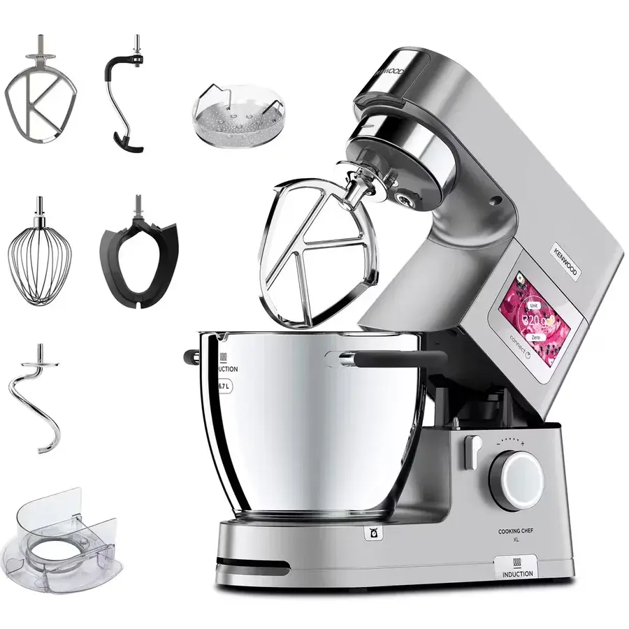 Kenwood Cooking Chef XL kjøkkenmaskin i sølv med berøringsskjerm og stor stålbolle